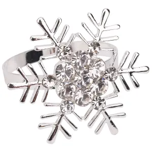 Snowflakes Design Napkin Holder Rings Serviettes Buckles for Christmas Table Décor, Silver, 12pcs