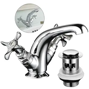 Mira Virtue Victorian Traditional Monobloc Basin Tap Chrome Crosshead + Waste