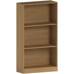 Vida Designs Cambridge Oak 3 Tier Medium Bookcase Freestanding Shelving Unit (H)1080mm (W)600mm (D)240mm