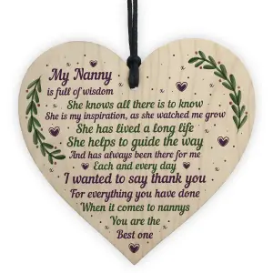 Red Ocean Nanny Plaque Nanny Nana Nanna Gifts Wooden Heart Nanny Presents Birthday Plaque