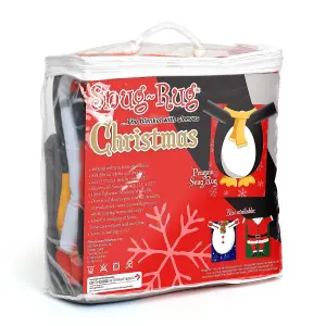 Snug-Rug Penguin Fleece Blanket with Sleeves Novelty Christmas Sleeved Wearable