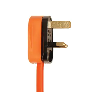 Rubberised Plastic 1 Gang Extension Lead, Orange, 10m