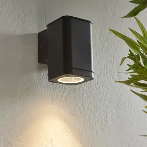 Non Automatic Outdoor Wall Light - Textured Black & Glass - Exterior Downlight