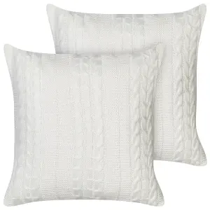 Set of 2 Cushions CADETIA Cotton 45 x 45 cm Solid White