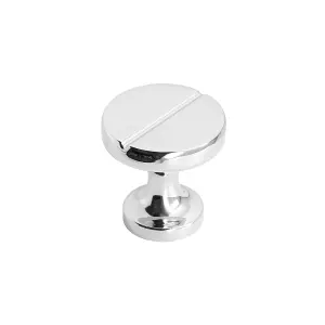 DecorAndDecor - WIMPOLE Polished Nickel Circular Solid Cabinet Knob Drawer Kitchen Pull Handles - Pair