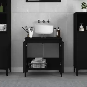 Berkfield Sink Cabinet Black 58x33x60 cm Engineered Wood