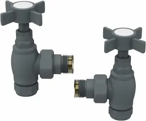 Rinse Bathrooms 15mm Traditional Anthracite Angled Bathroom Radiator Valves Towel Rail Valves Pair for Central Heating