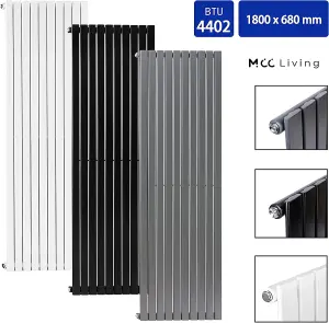 Designer Flat Panel Single Radiator 1800x680 Black by MCC