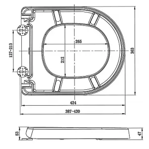 Euroshowers Short D ONE Toilet Seat 420mm