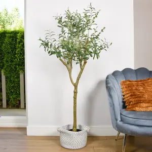 150cm Olive Tree Artificial plant in Black Mediterranean Pot