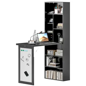 HOMCOM Convertible Desk with Whiteboard Multi-function Workstation, Black