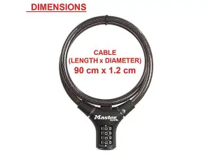 Master Lock 8229 Secure Black Steel Rigid Combination Cable Lock 0.9M x 12mm