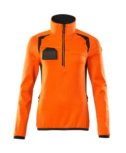 Mascot Accelerate Safe Ladies Half Zip Microfleece (Hi-Vis Orange/Dark Navy)  (Medium)