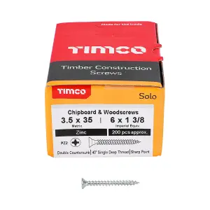 TIMCO Solo Countersunk Silver Woodscrews - 3.5 x 35 (200pcs)