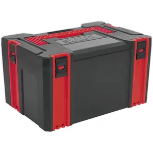 Stackable Tool Box - Portable Red ABS Storage Case with Handle