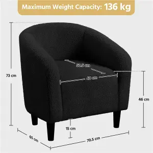 Yaheetech Boucle Fabric Barrel Shaped Accent Chair - Black