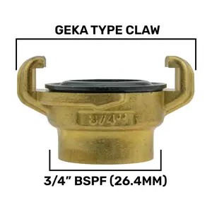 Professional Geka type brass claw hose connectors/fittings, (3/4" bsp female)