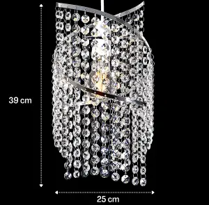 K9 Crystal Spiral Droplet Pendant Ceiling Light Shade/ Lamp Shade Chrome Finish