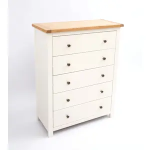 Maggiori 5 Drawer Chest of Drawers Brass Knob