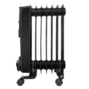 Right Radiators Oil Filled Radiator 7 Fin 1500W Portable Electric Heater Thermostat Gloss Black