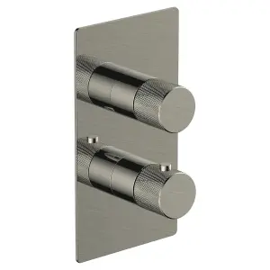 RAK Amalfi Thermostatic Dual Outlet Concealed Shower Valve - Brushed Nickel