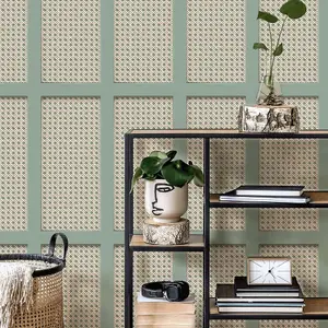 Fine Decor Green Cane Wood Panel Wallpaper FD42999