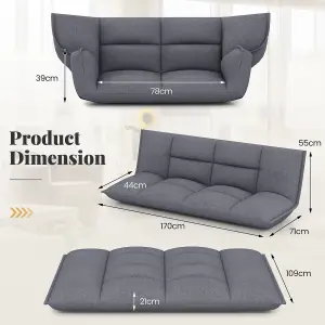 COSTWAY Floor Sofa Chair Convertible Lazy Couch with Adjustable Backrest