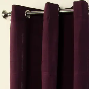 Homescapes Cotton Rajput Ribbed Purple Curtain Pair, 66 x 54" Drop