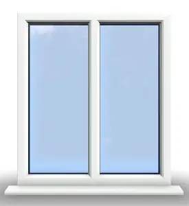 1195mm (W) x 1145mm (H) PVCu StormProof Casement Window - 2 Vertical Panes Non Opening Windows -  White Internal & External