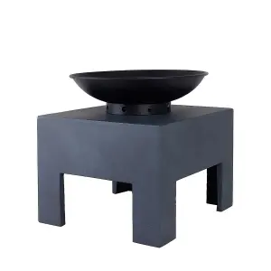 Charles Bentley Fire Pit with Metal Fire Bowl and Square Concrete base