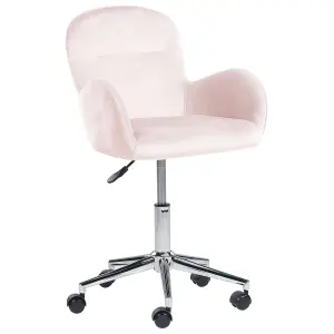 Beliani Scandinavian Desk Chair Velvet Pink PRIDDY