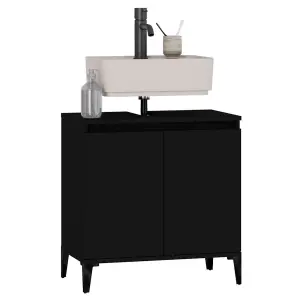 Berkfield Sink Cabinet Black 58x33x60 cm Engineered Wood