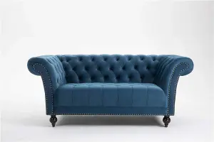 Petrol 2 Seater Handmade Chesterfield Sofa Armchair Settee Love Seat Velvet - D Pro T Homeware