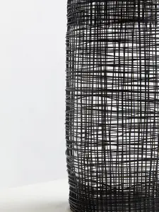 Interiors by Premier Cylindrical Black Lantern, Elegant Iron Wireframe Black Candle Holder, Indoor Outdoor Decor with Glass Shade