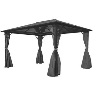 Berkfield Gazebo with Curtain Anthracite Aluminium 400x300 cm