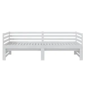 Berkfield Pull-out Day Bed White Solid Pinewood 2x(90x200) cm