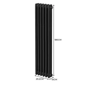 Traditional 3 Column Radiator - 1800 x 292 mm - Black