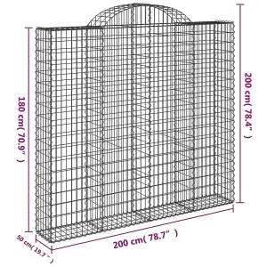 Berkfield Arched Gabion Baskets 7 pcs 200x50x180/200 cm Galvanised Iron