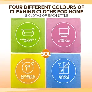 20pk Microfibre Cleaning Cloth 28 x 28cm, Microfiber Cloths Cleaning Cloths For Home & Kitchen Cloth, Microfibre Cloths