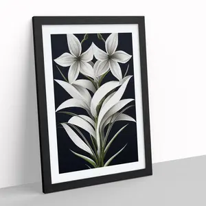 XV1022-3943X Shining Flowers - Single Picture Frame Print Black Framed / 34cm H x 25cm W x 2cm D