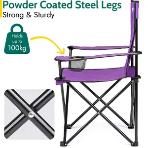 Folding Camping Chair Lightweight Portable With Cup Holder Fishing Outdoor Purple Trail