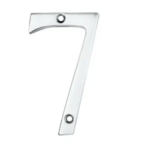 Polished Chrome Door Number 7 75mm Height 4mm Depth House Numeral Plaque