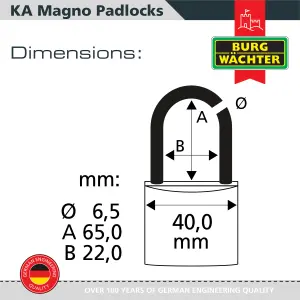 Solid Brass Body 40mm Long Shackle Keyed alike Padlock Long Shackle (5 in a box)