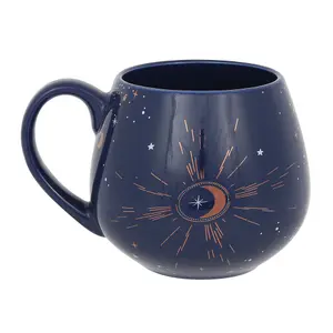 Blue Crescent Moon Rounded Mug for Night Themes