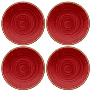 Purely Home Rustic Swirl Red Melamine Side/Salad Plates - Set of 4