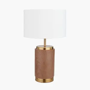 Wood Effect Ceramic Table Lamp with Shade