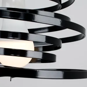 ValueLights Bensson Contemporary Black Metal Double Ribbon Spiral Swirl Ceiling Light Pendant