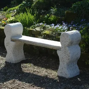 Large Rustic Stone Garden Bench