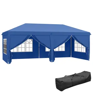 Outsunny 3m x 6m Pop Up Gazebo Party Tent Canopy Marquee with Storage Bag Blue