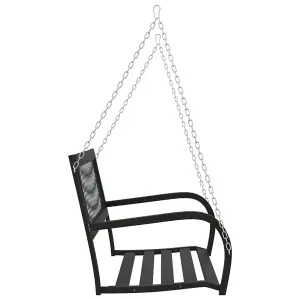 Berkfield Garden Swing Bench 125 cm Steel and Plastic Black